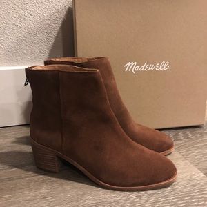 NEW Madewell Back-Zip Boots in Rich Brown Suede